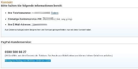 Telefonsupport bei PayPal